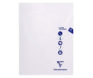 Clairefontaine 303380C Un Cahier Agrafé Dessin Mimesys Incolore - 24x32 cm - 48 Pages Unies Blanches - Papier à Dessin 125 g - Couverture Polypro