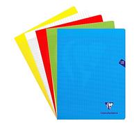 Clairefontaine 303381C Un Cahier Agrafé Mimesys - 24x32 cm - 140 Pages Grands Carreaux - Papier Blanc 90 g - Couverture Polypro Couleur Aléatoire