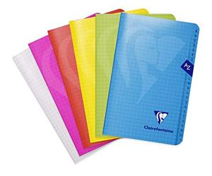 Clairefontaine 303609C Un Répertoire Agrafé Mimesys - 11x17 cm - 96 Pages Petits Carreaux - Papier Blanc 90 g - Couverture Polypro - Couleur Aléatoire