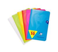 Clairefontaine 303656Cpack Un lot de 10 Carnets Agrafés Mimesys - 11x17 cm - 48 Pages Lignées - Papier Blanc 90 g - Couvertures Polypro Couleurs Assorties Aléatoire