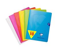 Clairefontaine 303755Cpack Un lot de 10 Cahiers Agrafés Mimesys - 17x22 cm - 48 Pages Lignées avec Marge - Papier Blanc 90 g - Couvertures Polypro Assorties Aléatoires