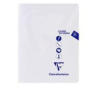 Clairefontaine 303780C Un Cahier Agrafé Dessin Mimesys Incolore- 17x22 cm - 32 Pages Unies Blanches - Papier à Dessin 125 g - Couverture Polypro