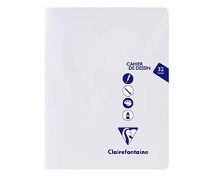 Clairefontaine 303780C Un Cahier Agrafé Dessin Mimesys Incolore- 17x22 cm - 32 Pages Unies Blanches - Papier à Dessin 125 g - Couverture Polypro