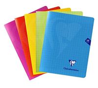 Clairefontaine 303781C Un Cahier Agrafé Mimesys - 17x22 cm - 140 Pages Grands Carreaux - Papier Blanc 90 g - Couverture Polypro - Couleur Aléatoire