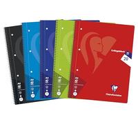 Clairefontaine 307220C - Cahier à spirales Mimesys, DIN A4, 21 x 29,7 cm, 80 feuilles, ligne 20, vierge avec marge, couleurs assorties, 1 pièce
