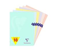 Clairefontaine 308162Cpack Un lot de 10 Cahiers Agrafés Mimesys PASTEL - A4 21x29,7 cm - 96 Pages Petits Carreaux - Papier Blanc 90 g - Couvertures Polypro Opaques Assorties Aléatoires
