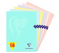 Clairefontaine 308311C Lot de 10 Cahiers Agrafés Mimesys PASTEL - 24x32 cm - 48 Pages Grands Carreaux - Papier Blanc 90 g - Couverture Polypro Opaque - Couleurs Aléatoires
