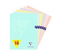 Clairefontaine 308368Cpack Un lot de 10 Cahiers Agrafés Mimesys PASTEL - 24x32 cm - 96 Pages Petits Carreaux avec Marge - Papier Blanc 90 g - Couvertures Polypro Opaques Assorties Aléatoires