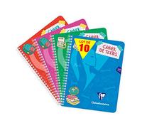 Clairefontaine 308756C Lot de 10 Cahiers de Texte à Spirale Mimesys - 17x22 cm - 144 Pages Grands Carreaux - Papier Blanc 90 g - Couverture Polypro Transparent - Couleurs Aléatoires