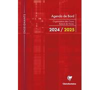 CLAIREFONTAINE 3099C - Un Agenda de bord 2024/2025 - A4 (21x29,7cm-) - 116 pages pré-imprimées (organisation de cours, planning, relevé de notes) + protège cahier - couleur aléatoire