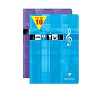 Clairefontaine 3114C Lot de 10 Cahiers Agrafés de Musique - A4 21x29,7 cm - 48 Pages 10 Portées avec Lignes - Papier Blanc 90 g - Couverture Carte Pelliculée - Couleurs Aléatoires