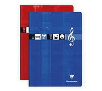 Clairefontaine 3117C Un Cahier Agrafé de Musique et Chants - A4 21x29,7 cm - 48 Pages Grands Carreaux et Portées avec lignes - Papier Blanc 90 g - Couverture Carte Pelliculée - Couleur Aléatoire