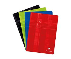 Clairefontaine 3121C Un Cahier Agrafé - A4 21x29,7 cm - 80 Pages Grands Carreaux - Papier Blanc 90 g - Couverture Carte Pelliculée Couleur Aléatoire