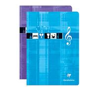 Clairefontaine 3134C Un Cahier Agrafé de Musique - A4 21x29,7 cm - 96 Pages 10 Portées avec Lignes - Papier Blanc 90 g - Couverture Carte Pelliculée - Couleur Aléatoire