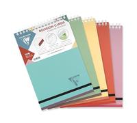 Clairefontaine 327016C Linicolor ESSENCE Un Bloc de fiches de révision à Spirale - A5 14,8x21 cm - 50 Fiches Lignées - Papier Blanc 240 g - Couverture Polypro Transparent - Couleur aléatoire
