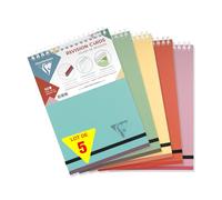 Clairefontaine 327025C Linicolor ESSENCE Lot de 5 Blocs de fiches de révision à Spirale A5 14,8x21 cm - 50 Fiches Petits Carreaux Papier Blanc 240g - Couverture Polypro Transparent Couleurs aléatoires