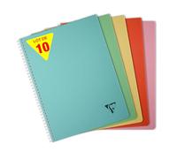 Clairefontaine 327125Cpack Collection Linicolor ESSENCE Lot de 10 Cahiers à Spirale - A4 21x29,7cm - 100 Pages Petits Carreaux - Papier Blanc 90g - Couverture Polypro Transparent - Couleurs Aléatoires