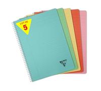 Clairefontaine 327146Cpack Collection Linicolor ESSENCE Lot de 5 Cahiers à Spirale - A4 21x29,7cm - 180 Pages Lignées avec Marge - Papier Blanc 90g - Couverture Polypro Transparent Couleurs Aléatoires