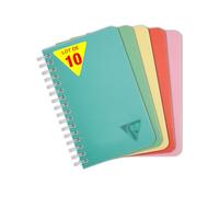 Clairefontaine 327425Cpack Collection Linicolor ESSENCE Lot de 10 Carnets à Spirale - 9x14 cm - 100 Pages Petits Carreaux - Papier Blanc 90 g - Couverture Polypro Transparent - Couleurs Aléatoires