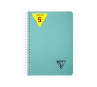 Clairefontaine 327500Cpack Collection Linicolor ESSENCE Lot de 5 Carnets à Spirale - A5 14,8x21 cm - 180 Pages Petits Carreaux - Papier Blanc 90 g - Couverture Polypro Transparent - Bleu Lagon