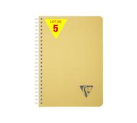 Clairefontaine 327502Cpack Collection Linicolor ESSENCE Lot de 5 Carnets à Spirale - A5 14,8x21 cm - 180 Pages Petits Carreaux - Papier Blanc 90 g - Couverture Polypro Transparent - Jaune Paille