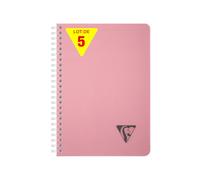Clairefontaine 327506Cpack Collection Linicolor ESSENCE Lot de 5 Carnets à Spirale - A5 14,8x21cm - 180 Pages Petits Carreaux - Papier Blanc 90 g - Couverture Polypro Transparent - Couleurs Aléatoires