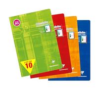 Clairefontaine 36138C Lot de 10 Cahiers Agrafés - A4 21x29,7 cm - 48 Pages Réglure 4 couleurs Spéciale DYS Interligne 3mm - Papier Blanc 90 g - Couverture Carte Pelliculée - Couleur Aléatoire