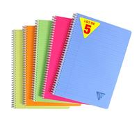 Clairefontaine 328146C Collection Linicolor Fresh Lot de 5 Cahiers à Spirale - A4 21x29,7 cm - 180 Pages Lignées avec Marge - Papier Blanc 90g - Couverture Polypro Transparent - Couleurs Aléatoires