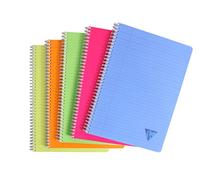 Clairefontaine 328146C Collection Linicolor Fresh Un Cahier à Spirale - A4 21x29,7 cm - 180 Pages Lignées avec Marge - Papier Blanc 90 g - Couverture Polypro Transparent - Couleur Aléatoire