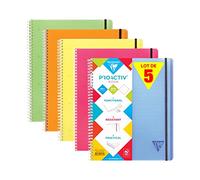 Clairefontaine 328175C Linicolor Lot de 5 Cahiers Proactiv'Book- A4+ 22,5x29,7 - 160 Pages Perforées 4 Trous Petits Carreaux avec Marge- Papier Blanc 90g - Couverture Polypro - Couleurs Aléatoires