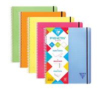 Clairefontaine 328175C Proactiv'Book Cahier-Trieur à Spirale Perforé - A4+ 22,5x29,7cm 160 Pages Détachables Petits Carreaux Cadrées avec Marge Papier Blanc 90g - Couverture Polypro Couleur Aléatoire