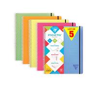 Clairefontaine 328176Cpack Linicolor Lot de 5 Cahiers Proactiv'Book - A4+ 22,5x29,7 - 160 Pages Perforées 4 Trous Lignées avec Marge 90g - Couverture Polypro Transparent Couleurs Aléatoires