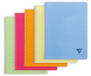 Clairefontaine 328315C Collection Linicolor Fresh Un Cahier à Spirale - 24x32 cm - 100 Pages Grands Carreaux - Papier Blanc 90 g - Couverture Polypro Transparent - Couleur Aléatoire