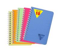 Clairefontaine 328425C Collection Linicolor Fresh Un Carnet à Spirale - 9x14 cm - 100 Pages Petits Carreaux - Papier Blanc 90 g - Couverture Polypro Transparent - Couleur Aléatoire