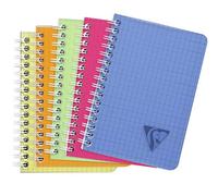 Clairefontaine 328506C Collection Linicolor Fresh Lot de 5 Carnets à Spirale - A5 14,8x21 cm - 180 Pages Petits Carreaux - Papier Blanc 90 g - Couverture Polypro Transparent - Couleurs Aléatoires