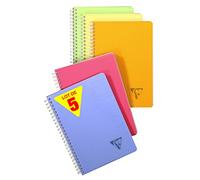 Clairefontaine Cahier à spirale Linicolor A5 14,8 x 21 cm - 90g - Petits carreaux 5x5 - 90 pages