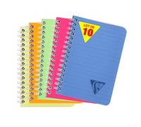 Clairefontaine 328526Cpack Collection Linicolor Fresh Lot de 10 Carnets à Spirale - 9x14 cm - 100 Pages Lignées - Papier Blanc 90 g - Couverture Polypro Transparent - Couleurs Aléatoires