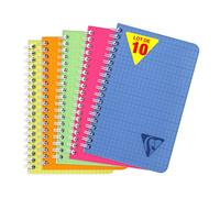 Clairefontaine 328535Cpack Collection Linicolor Fresh Lot de 10 Carnets à Spirale - 11x17 cm - 100 Pages Petits Carreaux - Papier Blanc 90 g - Couverture Polypro Transparent - Couleurs Aléatoires