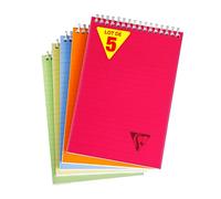 Clairefontaine 328646Cpack Collection Linicolor Fresh Lot de 5 Blocs à Spirale en-Tête - A5 14,8x21 cm - 160 Pages Détachables Lignées - Papier Blanc 90 g - Couverture Polypro - Couleurs Aléatoires