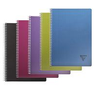Lot de 5 - Clairefontaine Cahier à spirale Linicolor A4 21 x 29,7 cm - 90g - Grands carreaux Séyès - 180 pages