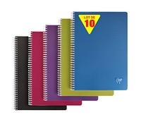 Clairefontaine 329125C Collection Linicolor Intensive Lot de 10 Cahiers à Spirale - A4 21x29,7 cm - 100 Pages Petits Carreaux - Papier Blanc 90 g - Couverture Polypro - Couleurs Aléatoires Intensive