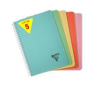 Clairefontaine 327546Cpack Collection Linicolor ESSENCE Lot de 5 Carnets à Spirale - A5 14,8x21 cm - 180 Pages Lignées - Papier Blanc 90 g - Couverture Polypro Transparent - Couleurs Aléatoires