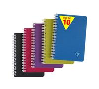 Clairefontaine 329525Cpack Collection Linicolor Intensive Lot de 10 Carnets à Spirale 9x14cm - 100 Pages Petits Carreaux Papier Blanc 90g - Couverture Polypro Transparent Couleurs Aléatoires Intensive