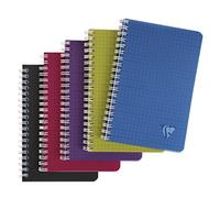 Lot de 10 - CLAIREFONTAINE Carnet spirale LINICOLOR polypropylène 100 pages 11x17cm 5x5. Coloris assortis Intensive