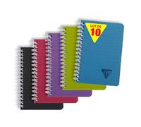 Clairefontaine 329526Cpack Collection Linicolor Intensive Lot de 10 Carnets à Spirale - 9x14 cm - 100 Pages Lignées - Papier Blanc 90 g - Couverture Polypro Transparent - Couleurs Aléatoires Intensive