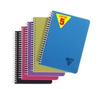 Clairefontaine 329546C Collection Linicolor Intensive Lot de 5 Carnets à Spirale - A5 14,8x21 cm - 180 Pages Petits Carreaux - Papier Blanc 90 g - Couverture Polypro - Couleurs Aléatoires Intensive