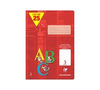 Clairefontaine 331003C - Paquet de 25 cahiers, idéal pour l´école, DIN A4 21x29,7 cm, 32 pages, 90g, réglure 3 pour la 3ème année scolaire, rouge, 1 paquet
