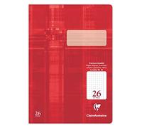 Clairefontaine 331026C - Cahier idéal pour l'école, DIN A4 21x29,7 cm, réglure 26 petits carreaux 5x5mm avec marge, 32 pages, 90g, rouge, 1 pièce