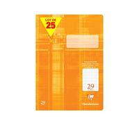 Clairefontaine 331029C - Paquet de 25 cahiers, idéal pour l'école, DIN A4 21x29,7 cm, réglure 29 quadrillé 5x9mm en continu, 32 pages, 90g, orange, 1 paquet