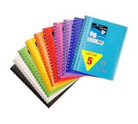 Clairefontaine 331201Cpack Lot de 5 Carnets à Spirales Koverbook Dessin/Croquis - A6 10,5x14,8 cm - 100 Pages - Papier Dessin Extra Blanc 125 g - Couverture Polypro Couleur Aléatoire